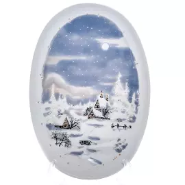 Овальное панно из фарфора "Зимняя сказка"